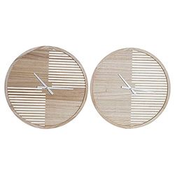 DKD Home Decor - Orologio da parete a righe in legno MDF (2 pezzi) (60 x 4,5 x 60 cm) (Referenza: S3016653)