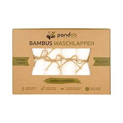 pandoo bamboe baby flannels - knuffelzacht, kleurstofvrij, hypoallergeen, anti-microbieel & antibacterieel voor de gevoelige babyhuid - 25x25cm wit - 6 st.
