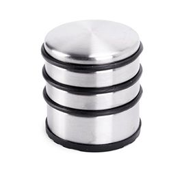 Oxid7® 1 x batente de porta em aço inoxidável escovado mate, 8 cm de altura, 9 cm de diâmetro, tampa de porta maciça, 1,1 kg, também para portas pesadas, 3 anéis de borracha