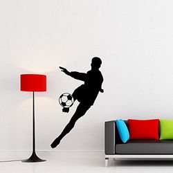 Ambiance-Live ros-voetbaler1 muurtattoo voetbal speelbal zwart 115 x 45 cm