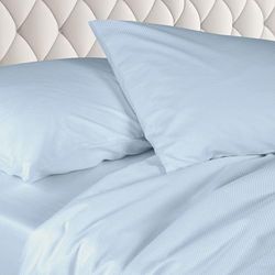 Ruggeri - Parure de lit Double - Fabriqué en Italie - 100% Satin de Pur Coton - Collection Candies (Bleu Zigzag)