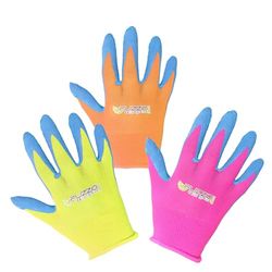 FUZZIO 3 pares (3 colores) guantes de trabajo para niños, guantes de látex, guantes de protección, guantes de jardinería, talla 2 (2-3 años)