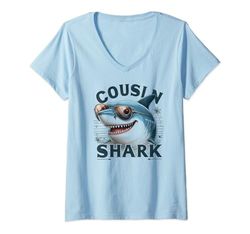 Mujer Cousin Shark Funny Shark - Camiseta familiar de tiburón a juego Camiseta Cuello V