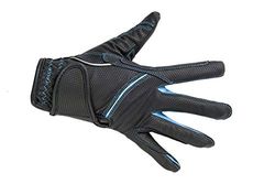 HKM Fashion Guantes de equitación, Unisex Adulto, Negro/Azul Claro, M