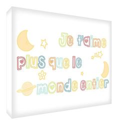 Feel Good Art Je T'Aime Plus que le Monde Entier Toile sur Cadre Mural Multicolore 91 x 60 cm