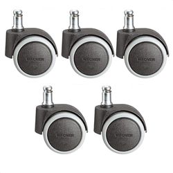 WAGNER Bureaustoelwielen/Bureaustoelwielen set van 5 - SOFT - diameter Ø 50 mm, met zacht loopvlak, intervalrem, stift 11x 20 mm, draagvermogen 50 kg/wiel - 02401161