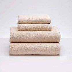 Sancarlos - Set of 4 Ocean Towels, 2 Washbasins and 2 Showers, Beige, 100% Cotton, 550 g/m2