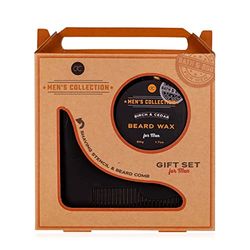 accentra Set de regalo para hombre de la colección Men's para la barba y herramienta combinada de cera y peine de barba en una caja de regalo de papel kraft con asa.