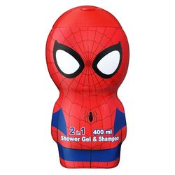 Marvel Spiderman 2-in-1 Shower Gel & Shampoo for Kids & Adults – Vegan, 90% Natural Ingredients, 3D, Paraben Free, Dermatologically Tested, Gentle Hair & Body Wash for children Ages 3+, 400ml