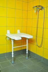 Identités, Azoren opklapbare douchestoel, beveiligt de douche, ideaal voor ouderen, anatomische snit, maximaal gewicht 130 kg, robuuste wandbevestiging, in hoogte verstelbaar, compact, inklapbaar