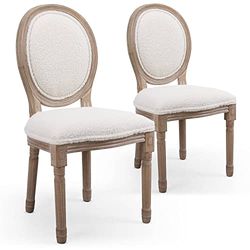 Menzzo Louis stoel, stof, licht hout/beige, 49 x 46 x 96 cm (l x b x h)
