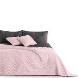 DecoKing överkast, sängöverkast, 170 x 210 cm, lila, antracitgrå, täcke, överkast, dubbelsidig quiltad präglingsmönster, romb, grå, grafit axel, 170 x 210 cm