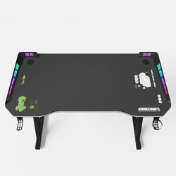 phoenix group AG Minecraft Bureau en Bois Aspect Carbone Noir, 120 x 74 x 60 cm