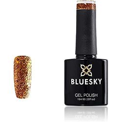 Vernis à ongles gel Bluesky, Gold Glitter S18N, durable, résistant aux puces, 10 ml (nécessite du séchage sous lampe LED UV)