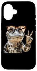 Lizard Glasses Peace Sign Cool Vibes Alligator Crocodile Case for iPhone 16