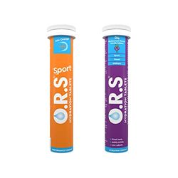 O.R.S Hydration Bundle | Sport Orange + Blackcurrant Tablets Multipack | Electrolytes with Vitamin D & Magnesium for Dehydration, Sports & Travel | Oral Rehydration Salts for Electrolyte Replacement