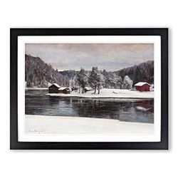 Victor Westerholm Winter Landscape 3 Classic Painting Framed Wall Art Print, Ready to Hang Picture for Living Room Bedroom Home Office Décor, Black A3 (46 x 34 cm)