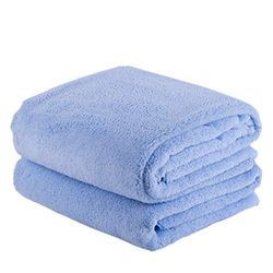 JML Luxury Hotel & SPA Bath Towels (2 Pack, 30"x60") - 350GSM High Density Fleece Towel Sets - Super Soft and Absorbent, Lint Free, Fade Resistant Oversized Bath Towel, Blue