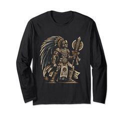 Camiseta Aztec Warrior Spirit - Arte de mitología nativa mexicana Manga Larga