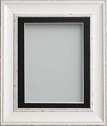 Frame Company Brooke Antique White Photo Frame, Black Mount, 16x12 for 14x10 inch, fitted with perspex