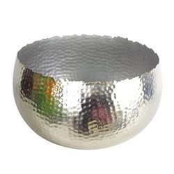 Leaf Stor rak kant hamrad metallplanterare reflekterande, silver, 32 cm kurva