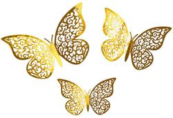 3D Adhesive Butterflies Stickers x 12 Gold