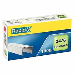 Rapid 24/6mm Standard Staples, For Stapling up to 20 Sheets, Use with Desktop and Electric Staplers, Galvanised Wire, Box of 1000, 24855600