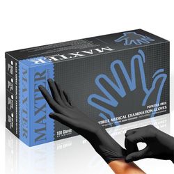 MAXTER Poedervrije nitril handschoenen, 100 stuks, maat XL, zwart/doos met 100 handschoenen