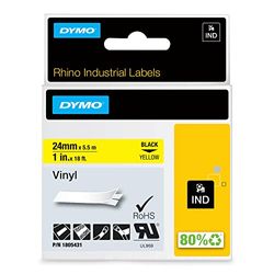 Dymo Rhino Étiquettes Industrielles Vinyle 19mm x 5,5m - Noir sur Gris