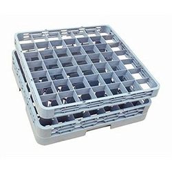 Vogue Glass Rack with 36 Compartments, Grey, Size: 100(H) x 500(W) x 500(D)mm, Rack for Glasses or Cups, Max Glass Diameter: 76 mm, Max Glass Height: 80 mm, Stackable, F614