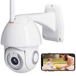 SURFOU 2K Security Camera Outdoor, 360° Pan-Tilt View, 3MP PTZ Auto Tracking Outdoor Camera wireless, Ip Camera, Motion Detection, 2-Way Audio, Color Night Vision, IP65 Waterproof, Cloud &SD Card
