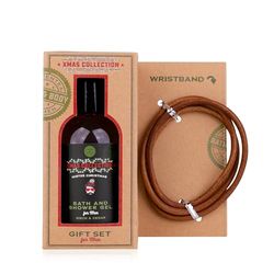 Accentra Set regalo MEN'S COLLECTION XMAS in confezione regalo, con gel da bagno e doccia da 100 ml, cinturino in similpelle, profumo: betulla e cedro, marrone/verde scuro
