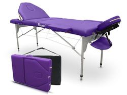 QUIRUMED Opvouwbare drager van aluminium PRO 186 x 66 cm met opklapbare rugleuning violet