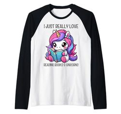 Libro Lettura libro nerd unicorno lettura unicorno Bookworm Maglia con Maniche Raglan