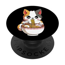 Kawaii Ramen Calico Gato Japonés Fideos Anime Lover Regalo PopSockets PopGrip Intercambiable