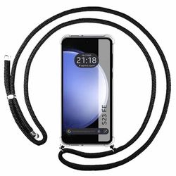 Tumundosmartphone Custodia a sospensione trasparente per Samsung Galaxy S23 FE 5G con cordone nero