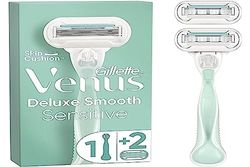 Gillette Venus Deluxe Smooth Sensitive, för kvinnor, 1 ärm, 2 bladpåfyllningar, med 5 blad