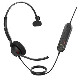 Jabra Engage 40 Auriculares Monoaurales, Inline Call Control, 2 micrófonos con cancelación de ruido, ultraligero, cable USB-C, Para plataformas de comunicaciones unificadas como Zoom, Unify, Negro