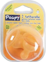 Babyfopspeen van natuurlijk rubber, BPA-vrij, met stergat, wasbaar en herbruikbaar, geschikt voor Poupy-flessen met smalle hals