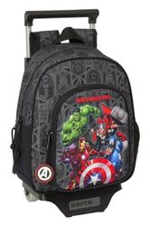 safta Avengers Vendetta - Sac à dos pour enfant avec chariot 705, idéal pour enfants de différents âges, confortable et polyvalent, qualité et résistance, 27 x 10 x 33 cm, Noir, M, Décontracté