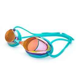 BornToSwim Freedom - Gafas de natación de triatlón para Adultos, con Revestimiento de Espejo, con Funda Protectora, Todo el año, Unisex Adulto, Color Turquesa, tamaño Universal