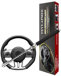 Tevlaphee Stuurslot Voor Auto's,Auto Stuurslot,Anti-Diefstal Slot Voor Voertuigen,Verstelbare Dubbele Haak Universal Fit Emergency Hammer Window Breaker Zelfverdediging Heavy Duty Secure (Zwart)