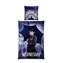 Herding Juego de Cama Wednesday con Funda de Almohada de 80 x 80 cm, Funda nórdica de 135 x 200 cm, con Cremallera de Marca, 100% algodón Reforzado