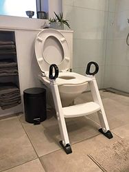 BabyDan Pottträning toalettstol halkskydd, robust (upp till 75 kg), inkluderar hopfällbar stegpall för toaletthöjd 36–43 cm, PVC-fri. Vit