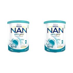 Nan Nestlé Optipro 2 Leche de Continuación en Polvo Fórmula, 6 Meses +, 800g (Paquete de 2)