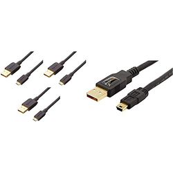 Amazon Basics USB 2.0 A-Male to Micro B Cable (3 Pack), 3 feet, Black & USB 2.0 A-Male to Mini-B Cable 1.8 m / 6 Feet