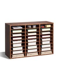VEVOR Literature Organizer, 27 Compartments Office Mailbox with Removable Shelves, Wood Mailbox Sorter Particle Board Office Home Classroom Storage, File Sorter for File, Document, Paper, Dark Brown