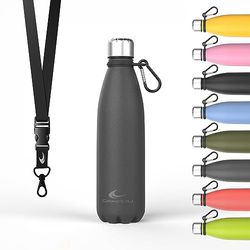 DAIKOKU - Roestvrijstalen Waterfles | Dubbelwandige Thermosfles | 100% Lekvrij | Veilig en Gezond | Multifunctioneel |Grijs | 500 ML