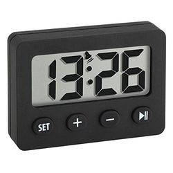 TFA Dostmann Digital väckarklocka, 60.2014.01, timer och stoppur, larmfunktion, gummibeläggning, svart,