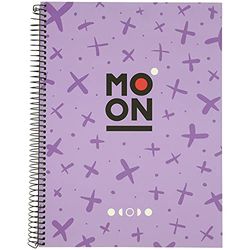 Grafoplás 88528469 notitieboek A4, lavendel, hardcover, laminering, soft anti-vingerafdruk, 100 vellen 90 g, liniatuur 5 x 5, microgeperforeerd, 4 gaten, FSC, collectie Moon